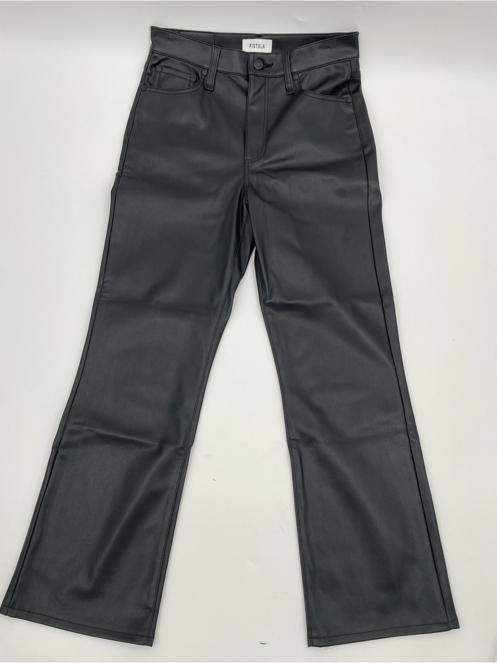 Pistola Black Faux Leather Pants Size 26 Straight Leg Chic